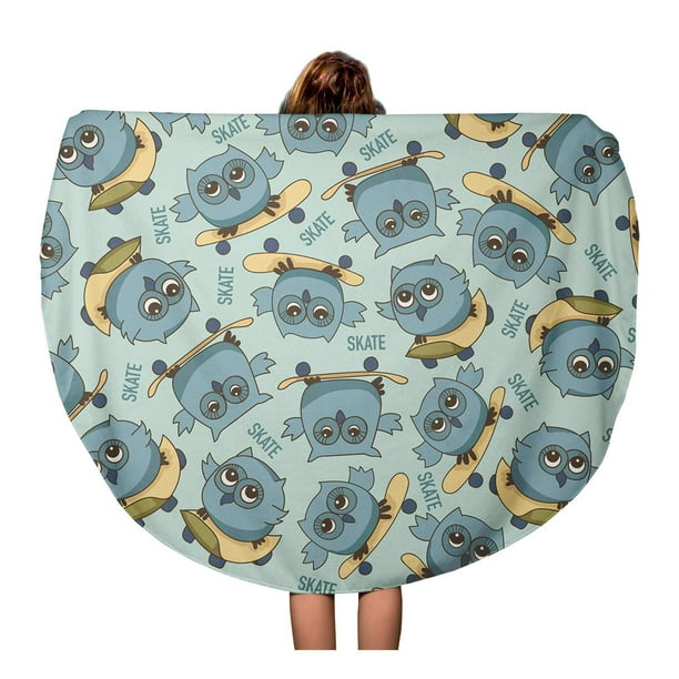 Kess InHouse Carina Povarchik Urban Owl Teal Kids Round Beach Towel Blanket Kess InHouse Carina Povarchik Urban Owl Teal Kids Round Beach Towel Blanket